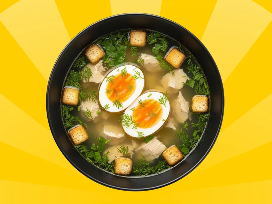 Куриный бульон с яйцом